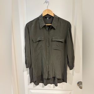 Avec 100% Silk Blouse Color Olive Green Size M